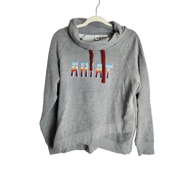 Ariat Serape Womens Logo Sweatshirt sz XL Cowl Neck cowgirl rodeo ranch farm - Picture 2 of 8
